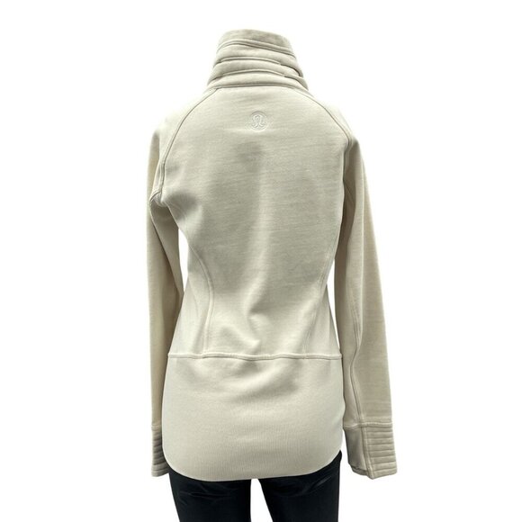 Lululemon Women High-Neck Zip-Up Radiant Jacket Side Pockets Long Sleeve Cream 6 - Picture 6 of 16